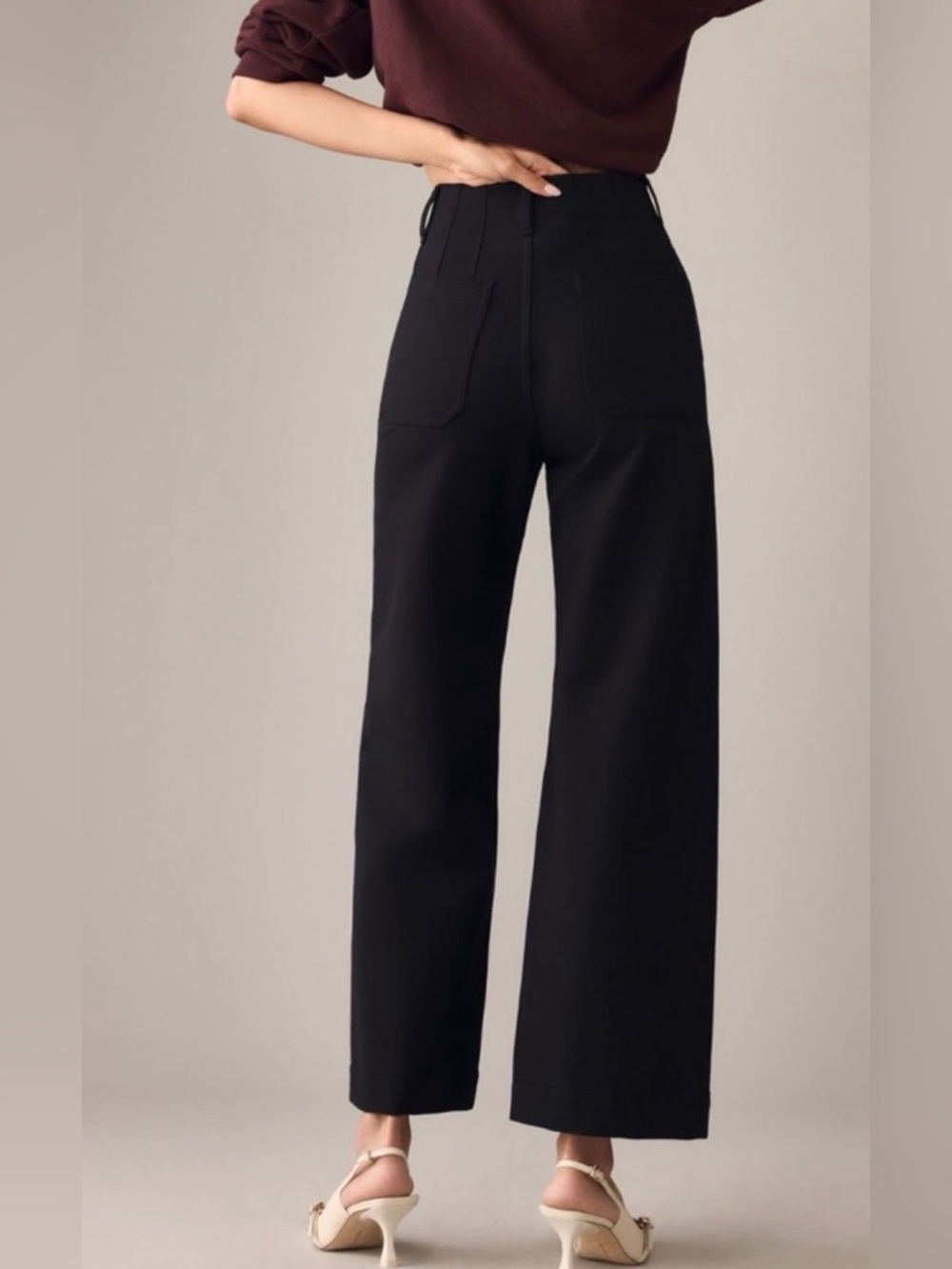 MAEVE ANTHROPOLOGIE The Colette Ponte Crop Wide-Leg Pants Black 28 - Picture 3 of 14